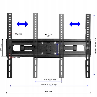 Кронштейн для телевізора KingMount, навісне кріплення для ТВ 32-85 дюймів