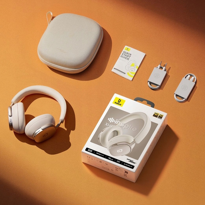 Навушники Baseus Inspire XH1, білі, накладні, Bluetooth 6.1, ANC