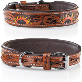 Стильний шкіряний нашийник для собак Джек Рассел від Unikat: ручна робота, з м'якою підкладкою. Нашийник з натуральної шкіри буйвола, для собак середніх порід. Розмір L (40-49.5 см)