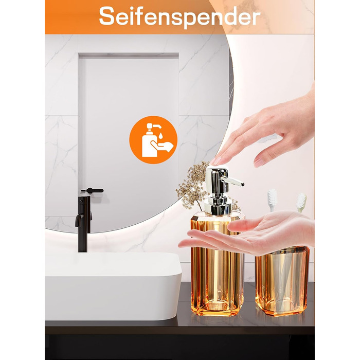 Набір аксесуарів для ванної кімнати, 4 шт. Акриловий набір для ванної: дозатор для лосьйону, стакан, тримач для зубних щіток, мильниця. Сучасний декор для ванної кімнати.