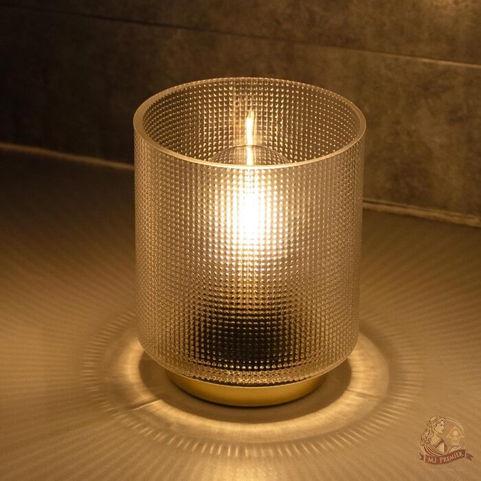 Бездротова настільна лампа з таймером, вінтажний дизайн, скло, LED, для дому та вулиці, сірий колір, розмір L