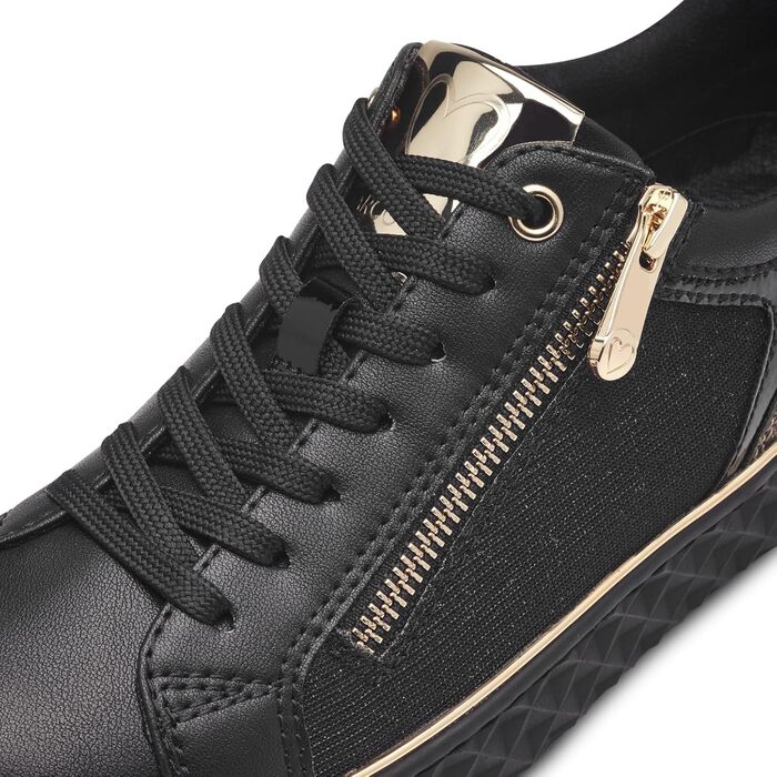 Чорні жіночі кросівки MARCO TOZZI на плоскій підошві з блискавкою, веганський матеріал, 37 EU