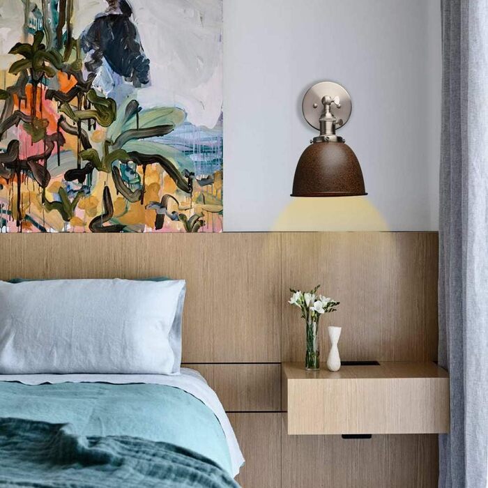 Phansthy 2 Pack Wall Sconce with Metal Shade Wall Lamp Industrial Design, Indoor Vintage Loft Wall Lamp E27 max. 40W for Living Room Bedroom Office Kitchen Hallway (White) (Rust-like)