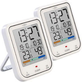 infactory Bathroom Radio Clock: Digital Funky Bathroom Wall Clock with Thermometer, Aluminum, Suction Cups, IP24 (Digital Bathroom Radio Clock, Clock, Gift Ideas) (2-Piece Set Bathroom Clock)