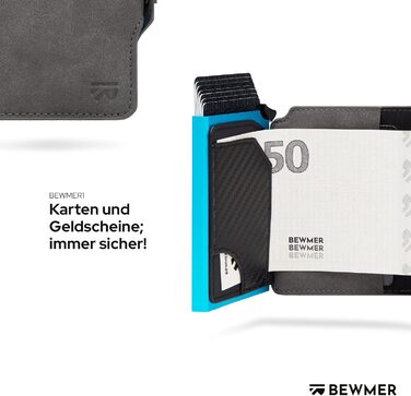 BEWMER Елегантне шкіряне картхолдер/портмоне преміум-класу | RFID-захист | Для жінок та чоловіків (Темно-синій)
