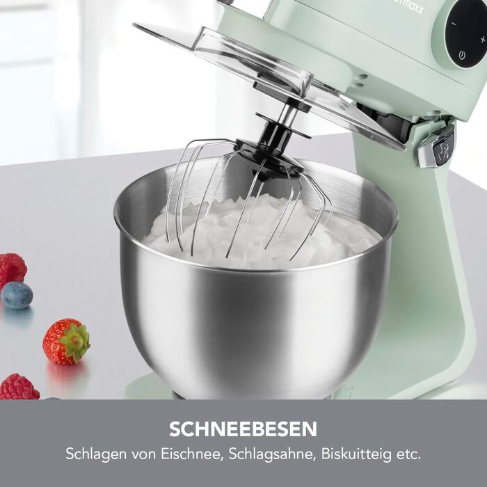 Gourmetmaxx Kitchen Machine & Mixer | Planetary Kitchen Assistant with Digital Display incl. Mixing Bowl and Attachments | Powerful Mixer with Whisk and More | Electric Stand Mixer Green