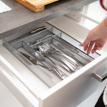 Relaxdays Cutlery Box Metal Mesh L