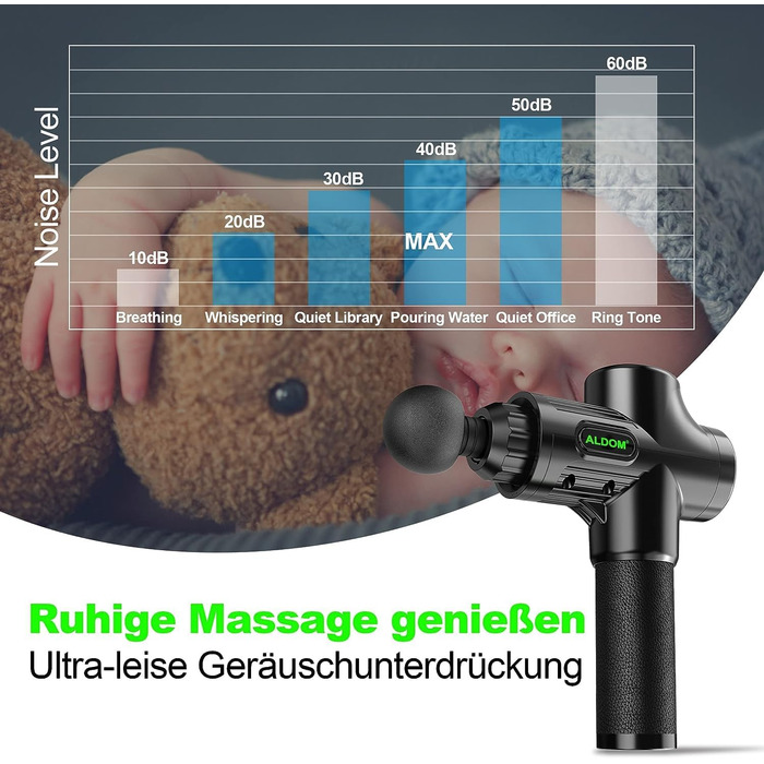 Масажер для м'язів ALDOM Massage Gun: електричний масажний пістолет з 30 швидкостями та 8 насадок (чорний)