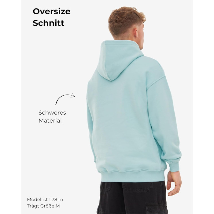Унісекс худі Johnny Urban Cody Oversize — базовий світшот з капюшоном із цупкої тканини, однотонний, льодяно-блакитний