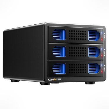 Корпус для жорстких дисків CENMATE з трьома відсіками для 2.5'/3.5' SATA HDD/SSD з USB 3.0, без інструментів, Daisy Chain, DAS (не RAID/NAS)
