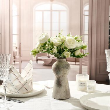 Керамічна ваза, блакитно-коричневий дизайн, ваза в скандинавському стилі для декору, сучасна ваза для вітальні, спальні, кухні, передпокою, ванної кімнати (натуральний коричневий, 20 см)