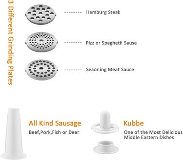Meykey Electric Meat Grinder - 2000W 3-in-1 Meat & Sausage Maker with Stainless Steel & Reverse Function
