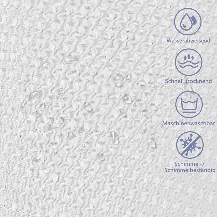 Шторка для душу Waffel з магнітами, текстиль, поліестер, 183x183 см (зелена)