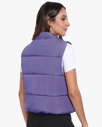 Жіноча жилетка Eorose Puffer, тепла осінньо-зимова жилетка без рукавів, фіолетовий колір, з кишенями (M)