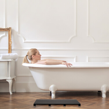 Relaxdays Bamboo Bath Mat Black