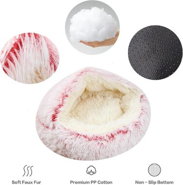 М'яке ліжко для собак та котів у формі мушлі, 60x60 см, рожеве. Зручне, тепле, миється. Ліжко для домашніх тварин, собаче ліжко, котяче ліжко