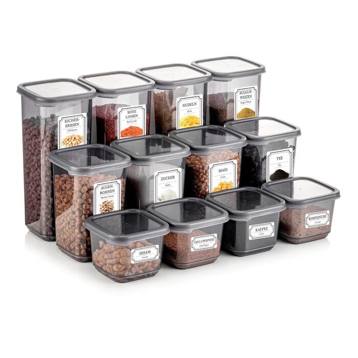 Контейнери для зберігання Meleni з кришкою, набір 12 шт., для кухні, зберігання та організації, BPA Free