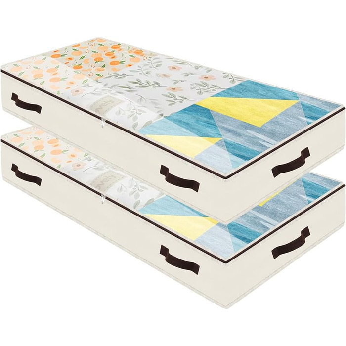 Органайзер для постільної білизни Amonsen, 5 шт. у наборі, м'який, з ручками та прозорим замком, 97x50x14 см, бежевий