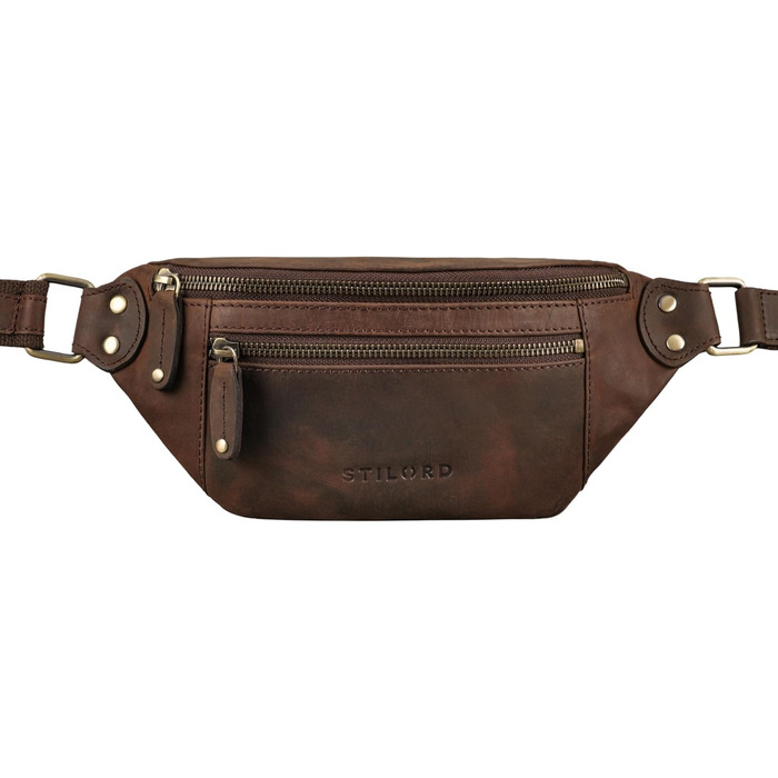 STILORD Orson: Чоловіча/Жіноча поясна сумка на пояс з натуральної шкіри STILORD – надійний захист від крадіжки, водонепроникність, регульований ремінь, колір: коричневий (Zamora)
