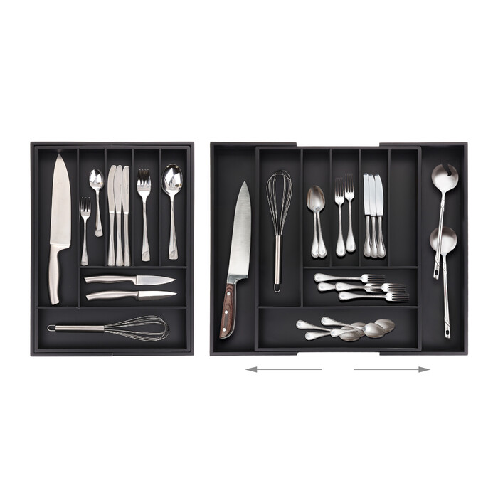 Relaxdays Extendable Bamboo Cutlery Box