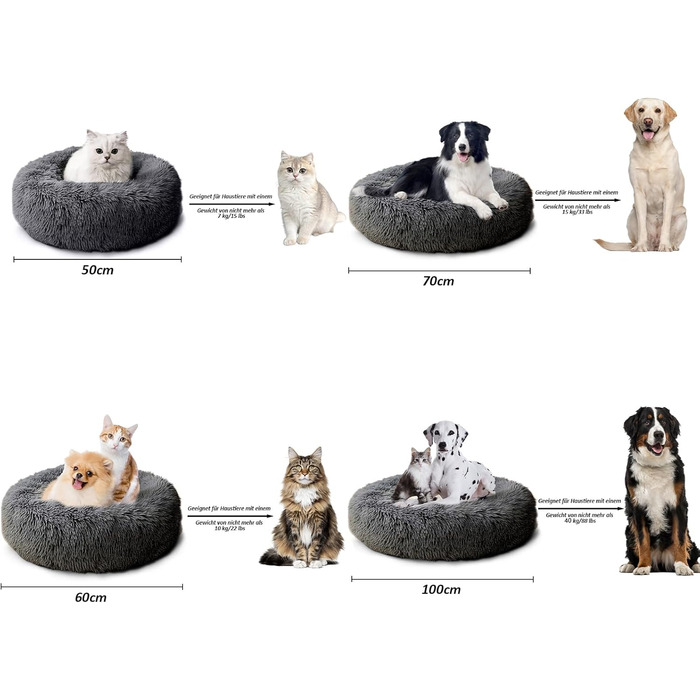 CALIYO Крісло-гніздо для собак та котів, середнього розміру, 70 см, темно-сірий