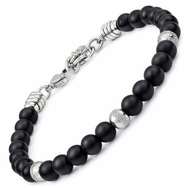 Браслет Schmuck з нержавіючої сталі з матовим каменем онікс – регульований, міцний, елегантний – ідеальний подарунок для жінок та чоловіків, виготовлений в Італії
