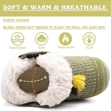 COFACE Халаці домашні жіночі, тапочки для дому, зимові, теплі, плюшеві, з підкладкою, халатці-човники (41/42 EU, світло-зелені)