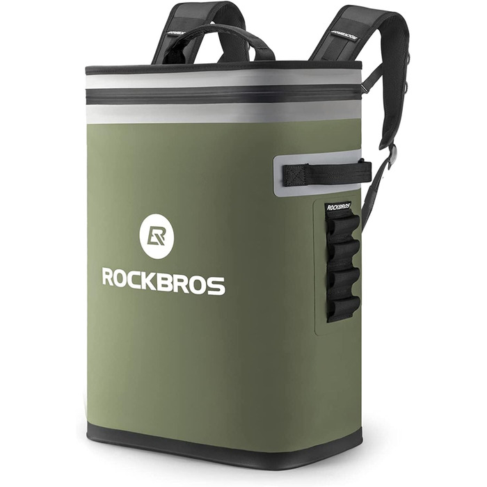ROCKBROS Холодильна сумка 17L, ізольована сумка-холодильник для пікніка, кемпінгу, риболовлі, подорожей. Збереження холоду до 48 годин (20L рюкзак, зелений)