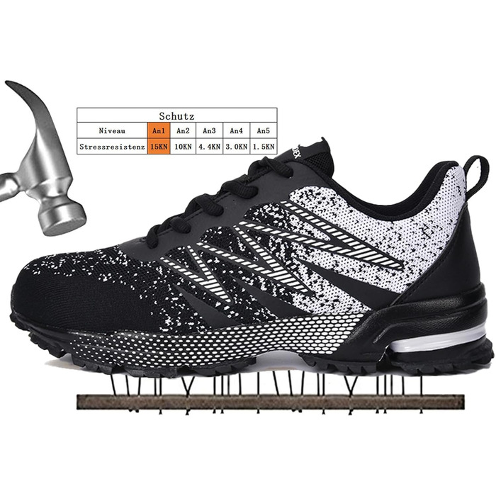 Зручні робочі черевики Suadex з металевим капаком для чоловіків та жінок, чорного кольору, розміри 37-48 EU