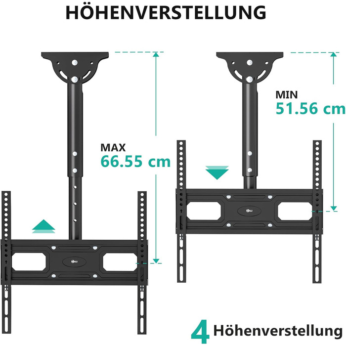 Кронштейн для телевізора WALI поворотний, настінний, 66-165 см (до 45 кг), VESA 400x400, чорний