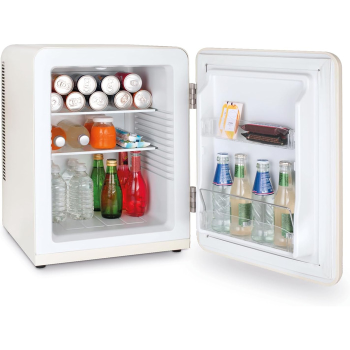 Міні-холодильник H.Koenig Mini Bar Vintage 31L - компактний, для їжі, напоїв, косметики, регульована температура, кремовий