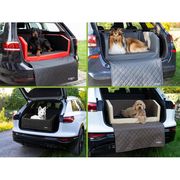 CopcoPet Автомобільне ліжко для собак у багажник, 110x90x38 см, штучна шкіра, захист багажника, водовідштовхувальне, стійке до подряпин, нековзне, міцне з захисним покривалом, чорне, 110 x 90 см