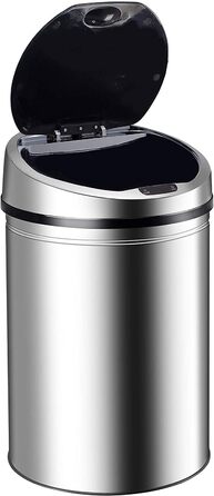 Сміттєве відро Ribelli з датчиком, 30 літрів, хром. Автоматичне відкриття/закриття, LED-індикатор, знімний кришка, Klemmring для пакетів