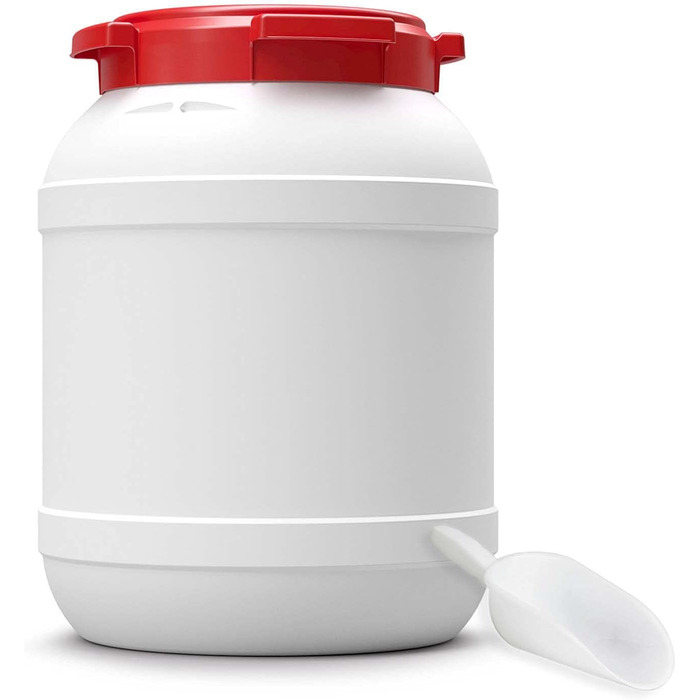 Контейнер для корму для тварин Box Fabrik з кришкою та лопаткою, 26 літрів | HDPE, преміум-якість