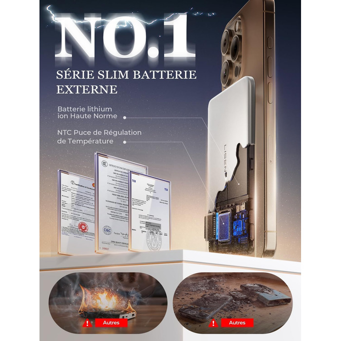 Power Bank Magsafe LISEN 5000mAh для iPhone: Slim, 18W PD USB-C, аксесуар для подорожей