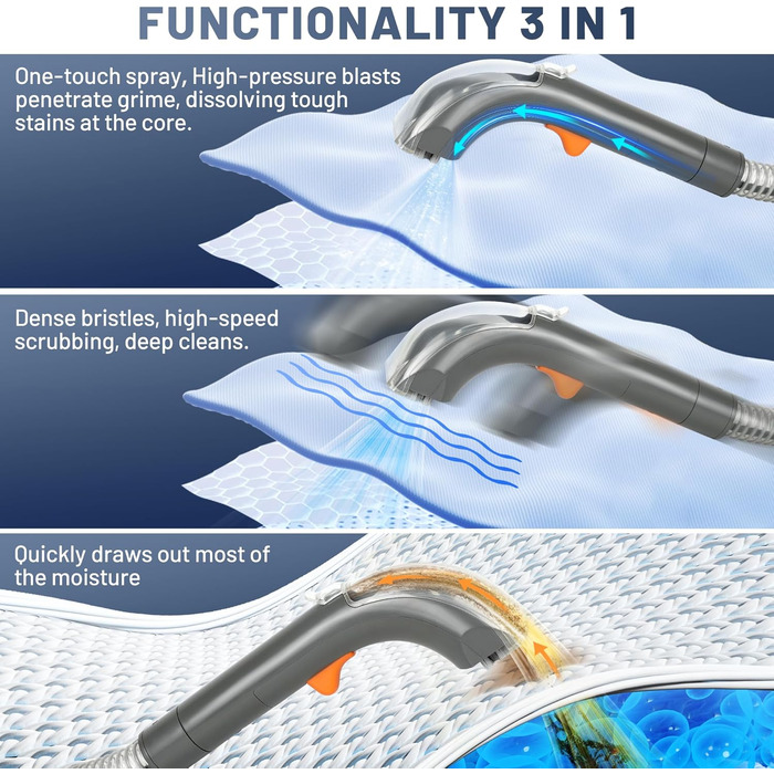 Портативний мийкий пилосос 400W з 2-танком для чищення диванів, килимів, авто та постільної білизни
