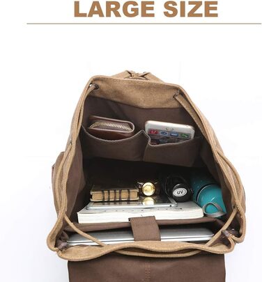 Canvas Backpack Vintage for Laptop Daypack Hiking Travel Large Capacity Bag Unisex