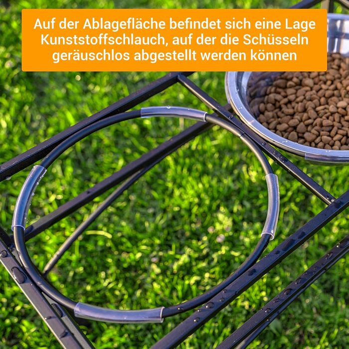 Підставка для мисок для собак маленьких, середніх та великих порід з 2 нержавіючих мисок, стабільна станція для годування, неслизька підставка для мисок для води та корму, годівниця для собак (S)