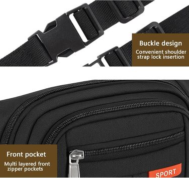 Гребельна сумка GraceTop для спорту та активного відпочинку. Чорна сумка на пояс з 4 кишенями на блискавці та регульованим ремінцем. Підходить для бігу, їзди на велосипеді, походів та кемпінгу. Водонепроникна.