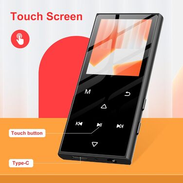 MP3-плеєр SWOFY 128GB з Bluetooth 5.3, 1.8