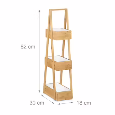 Relaxdays Bamboo Bathroom Shelf with 3 Shelves