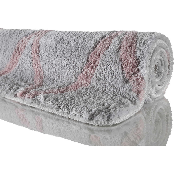 Homie Living Badteppich, Bath Mat, fluffy, soft pile, non-slip and washable, San Bosa (55 x 65 cm, Grey Pink) Grey Pink 55 x 65 cm