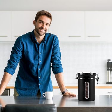 Кейс для кави ROCKY&CHAO 1.8L з нержавіючої сталі, герметичний, з вікном, для кавових зерен, чаю, горіхів, какао