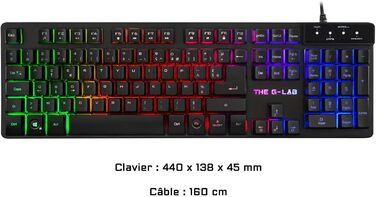 G-LAB Combo Krypton – Ігрова клавіатура та миша AZERTY USB з Anti-Ghosting, RGB-підсвічування, 6 кнопок, 3200 DPI (чорний)