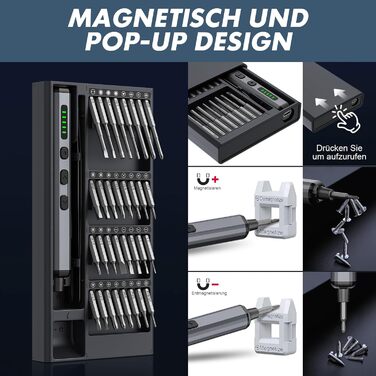 Набір мініатюрних електричних викруток 72 в 1 - прецизійний акумуляторний набір для ремонту окулярів, годинників, телефонів, ноутбуків