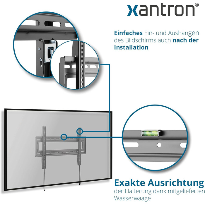 Кронштейн для телевізора Xantron STRONGLINE похилий 37-75 дюймів VESA 100x100 до 600x400, до 75 кг, плоский, з монтажним комплектом