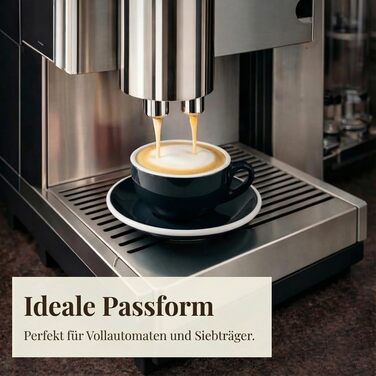 Набір з 6 еспресо-чашок | Хром | Італійський стиль | Dickwandig & Schwer | Еспресо-набір 6 шт. з підставками - подарунковий (200 мл, Чорний та білий)