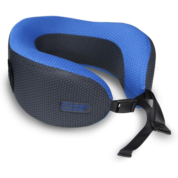 Blue Dreamer Travel Neck Pillow - Memory Foam Airplane Pillow for Travel with Breathable Mesh Fabric, Removable Cover, High Comfort & Support, Easy Storage