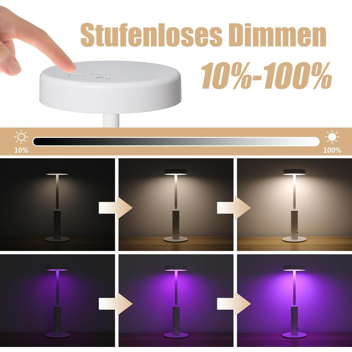 Бездротова LED лампа для столу з регулюванням кольору та яскравістю, сенсорне керування, для дому та кафе