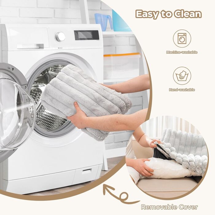 М'яке ліжко для собак Avont Flauschige, килимок-подушка для собак та котів знімний та пральний чохол, антиковзаюче дно, велике/світло-сірий, 105 x 18 x 95 см